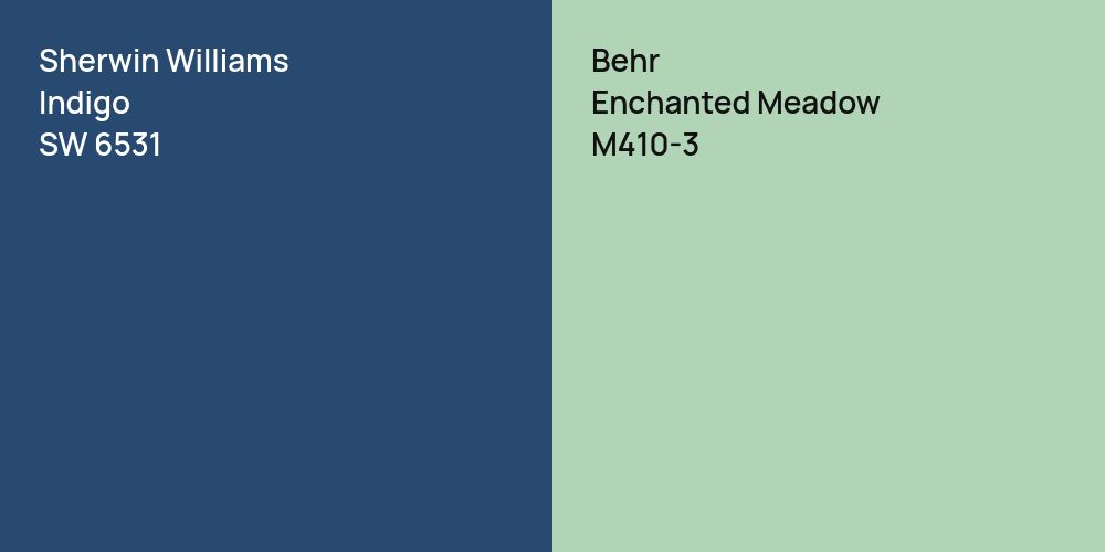 Sherwin Williams Indigo vs. Behr Enchanted Meadow