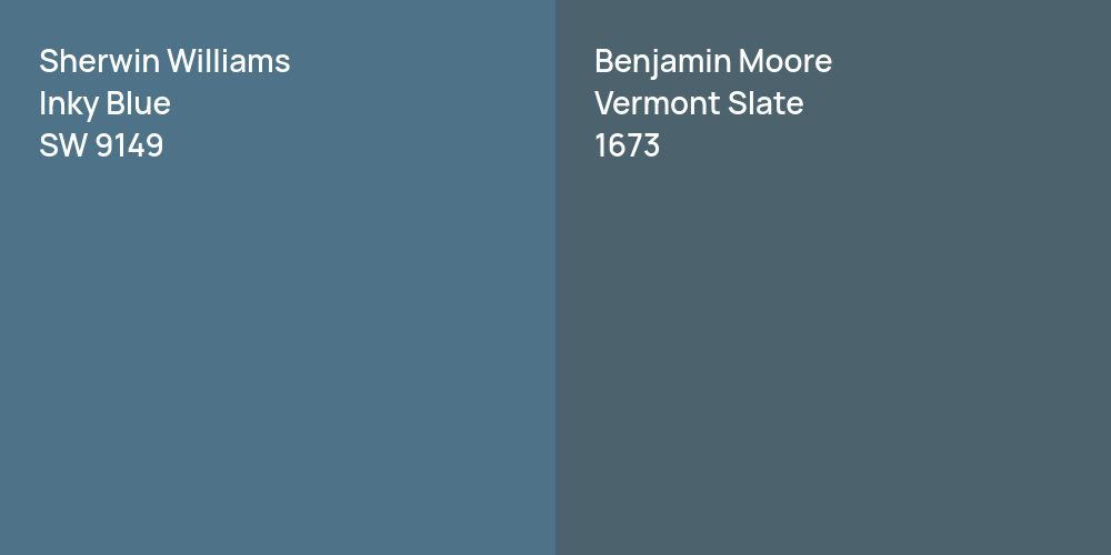 Sherwin Williams Inky Blue vs. Benjamin Moore Vermont Slate