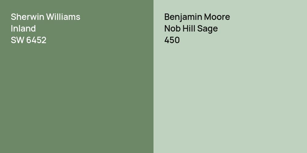 Sherwin Williams Inland vs. Benjamin Moore Nob Hill Sage