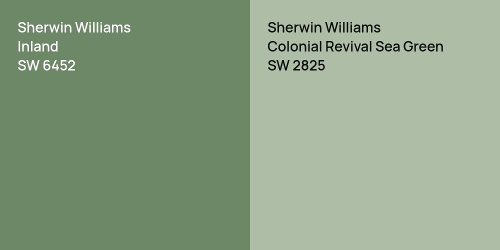 Sherwin Williams Inland vs. Sherwin Williams Colonial Revival Sea Green