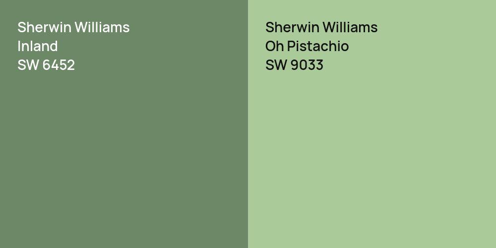 Sherwin Williams Inland vs. Sherwin Williams Oh Pistachio