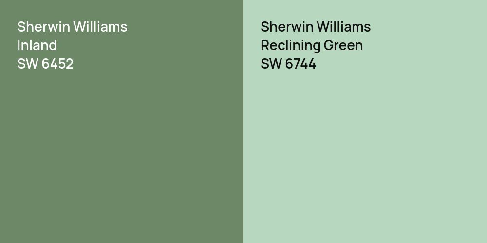 Sherwin Williams Inland vs. Sherwin Williams Reclining Green