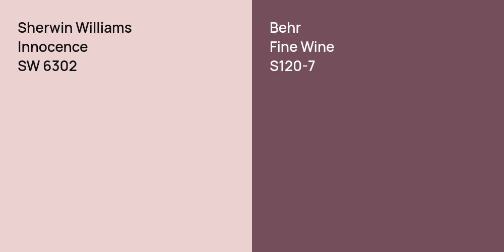 Sherwin Williams Innocence vs. Behr Fine Wine