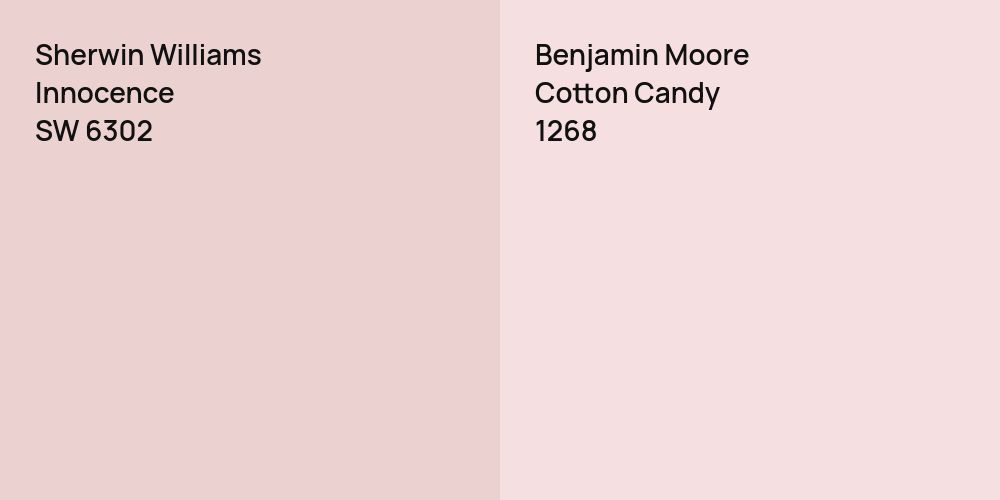 Sherwin Williams Innocence vs. Benjamin Moore Cotton Candy