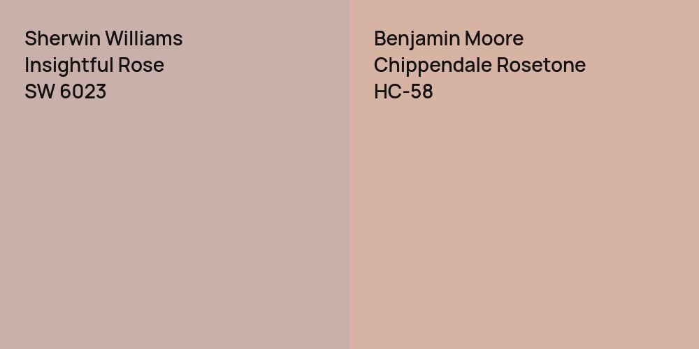 Sherwin Williams Insightful Rose vs. Benjamin Moore Chippendale Rosetone