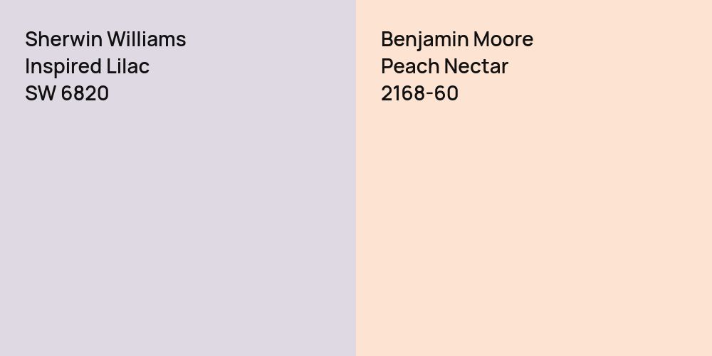 Sherwin Williams Inspired Lilac vs. Benjamin Moore Peach Nectar