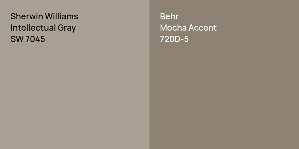 Sherwin Williams Intellectual Gray vs. Behr Mocha Accent