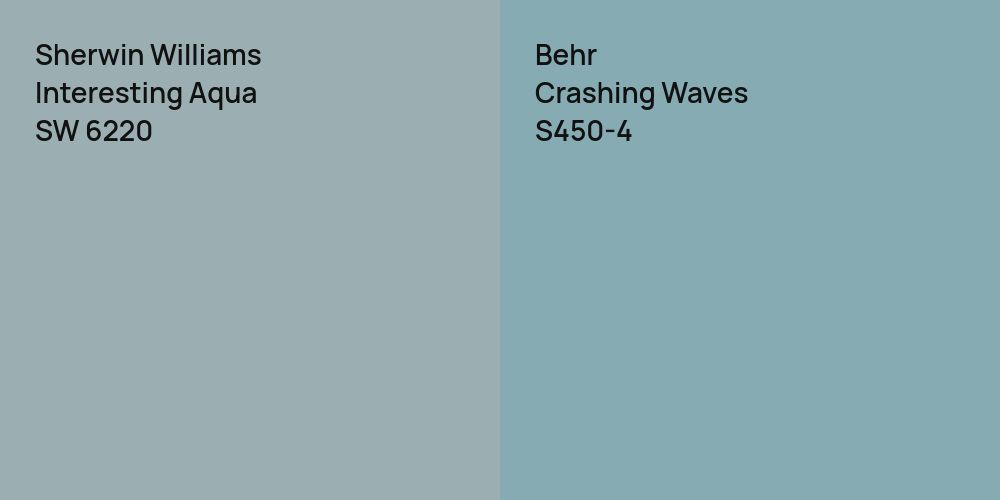 Sherwin Williams Interesting Aqua vs. Behr Crashing Waves