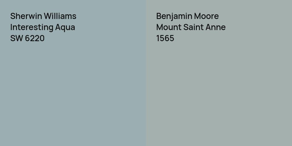 Sherwin Williams Interesting Aqua vs. Benjamin Moore Mount Saint Anne