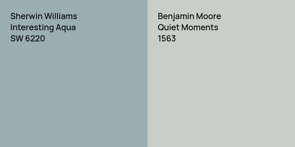 Sherwin Williams Interesting Aqua vs. Benjamin Moore Quiet Moments