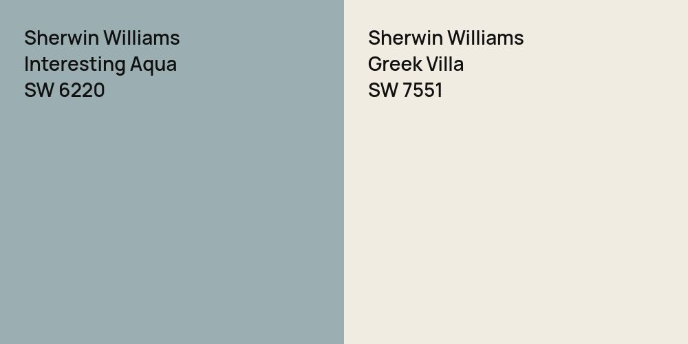 Sherwin Williams Interesting Aqua vs. Sherwin Williams Greek Villa