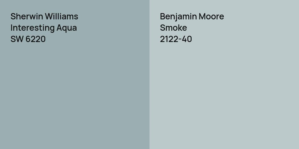 Sherwin Williams Interesting Aqua vs. Benjamin Moore Smoke