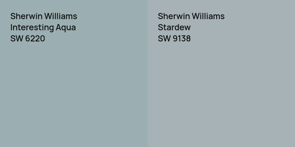 Sherwin Williams Interesting Aqua vs. Sherwin Williams Stardew