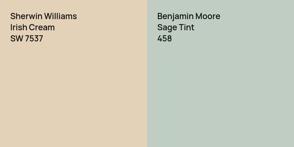 Sherwin Williams Irish Cream vs. Benjamin Moore Sage Tint