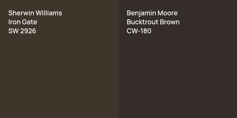 Sherwin Williams Iron Gate vs. Benjamin Moore Bucktrout Brown