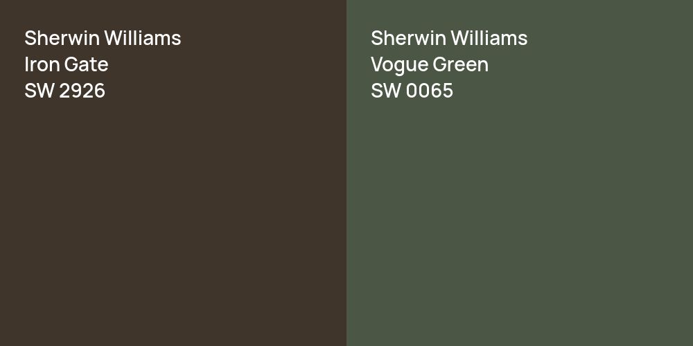 Sherwin Williams Iron Gate vs. Sherwin Williams Vogue Green