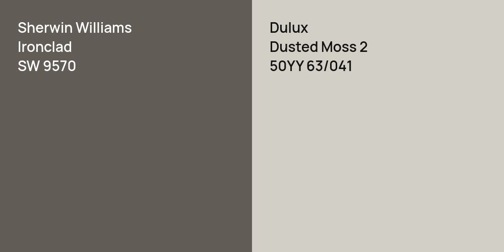 Sherwin Williams Ironclad vs. Dulux Dusted Moss 2