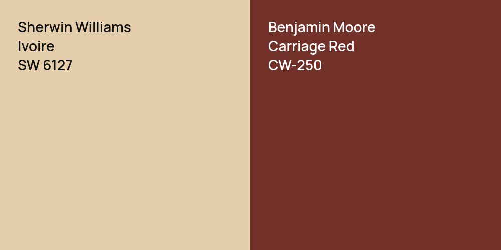 Sherwin Williams Ivoire vs. Benjamin Moore Carriage Red