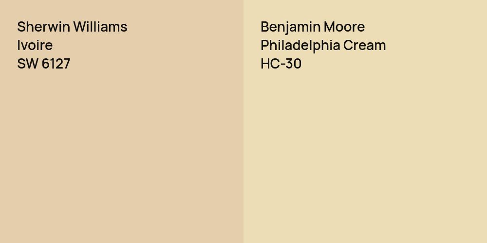 Sherwin Williams Ivoire vs. Benjamin Moore Philadelphia Cream