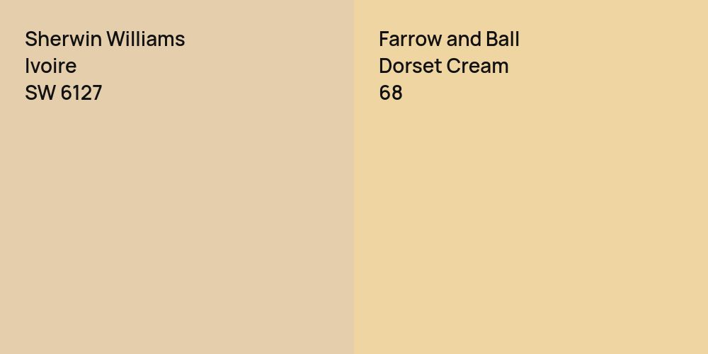 Sherwin Williams Ivoire vs. Farrow and Ball Dorset Cream