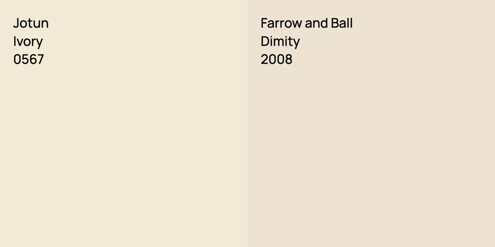 Jotun Ivory vs. Farrow and Ball Dimity