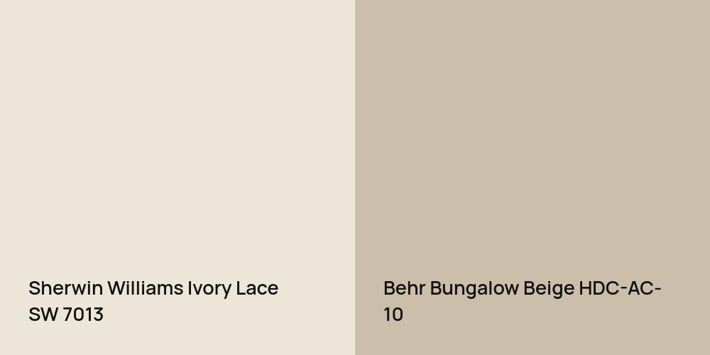 Sherwin Williams Ivory Lace vs. Behr Bungalow Beige