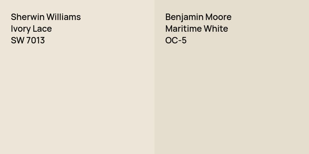 Sherwin Williams Ivory Lace vs. Benjamin Moore Maritime White