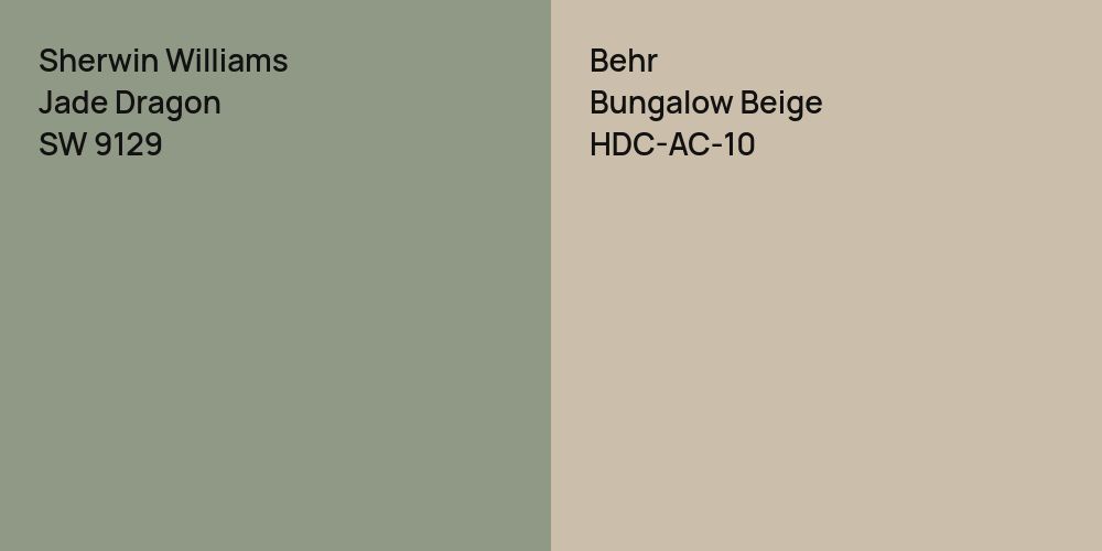 Sherwin Williams Jade Dragon vs. Behr Bungalow Beige