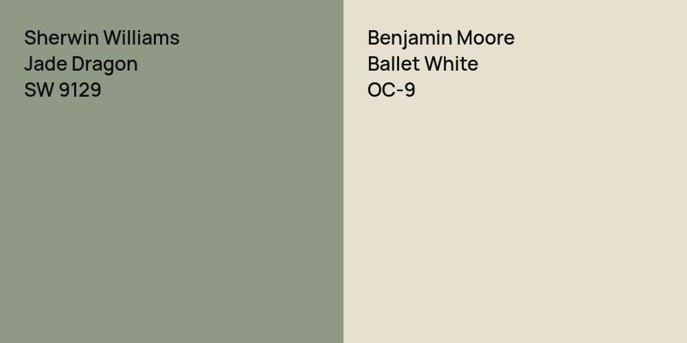 Sherwin Williams Jade Dragon vs. Benjamin Moore Ballet White