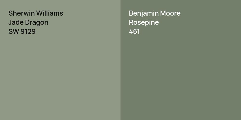 Sherwin Williams Jade Dragon vs. Benjamin Moore Rosepine