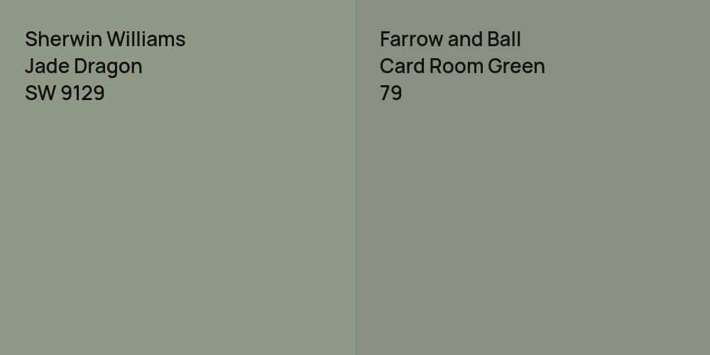 Sherwin Williams Jade Dragon vs. Farrow and Ball Card Room Green