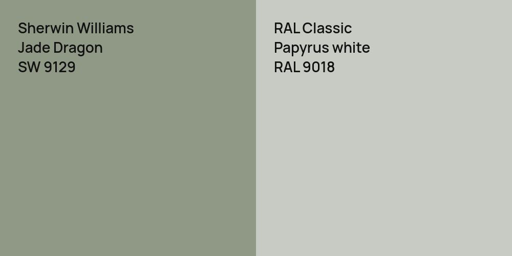 Sherwin Williams Jade Dragon vs. RAL Classic Papyrus white