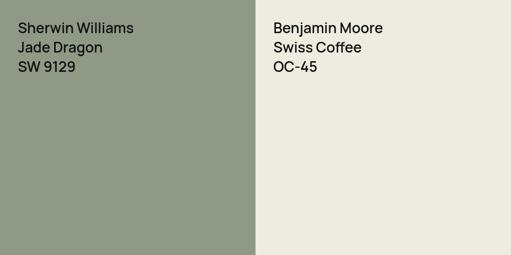 Sherwin Williams Jade Dragon vs. Benjamin Moore Swiss Coffee