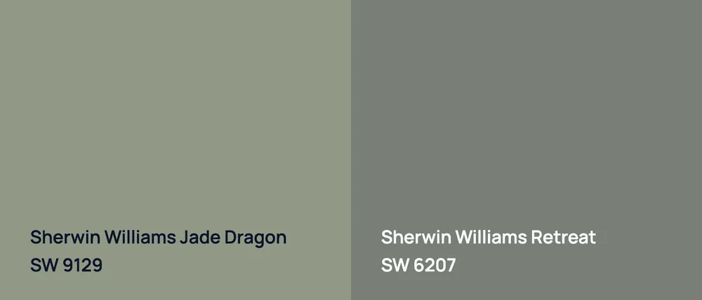 Sherwin Williams Jade Dragon SW 9129 vs Sherwin Williams Retreat SW 6207