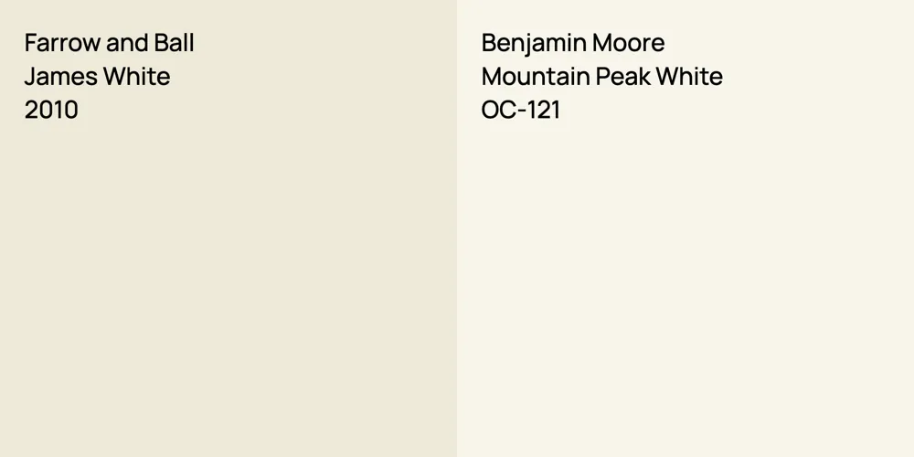 Farrow and Ball James White vs. Benjamin Moore Mountain Peak White