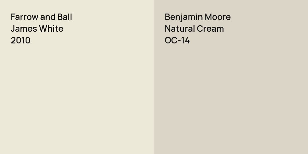 Farrow and Ball James White vs. Benjamin Moore Natural Cream