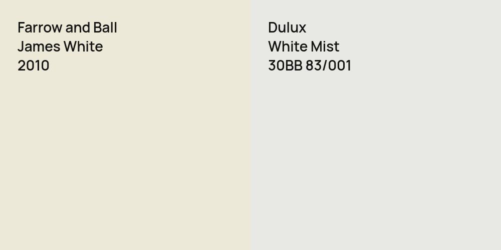 Farrow and Ball James White vs. Dulux White Mist