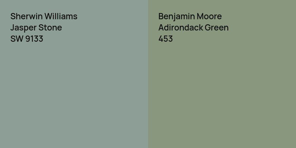 Sherwin Williams Jasper Stone vs. Benjamin Moore Adirondack Green