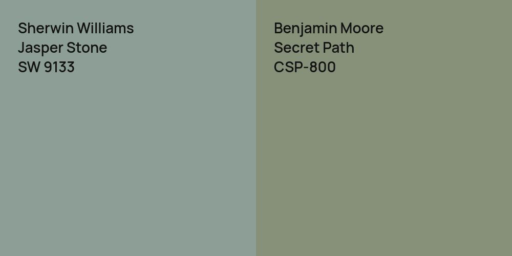 Sherwin Williams Jasper Stone vs. Benjamin Moore Secret Path