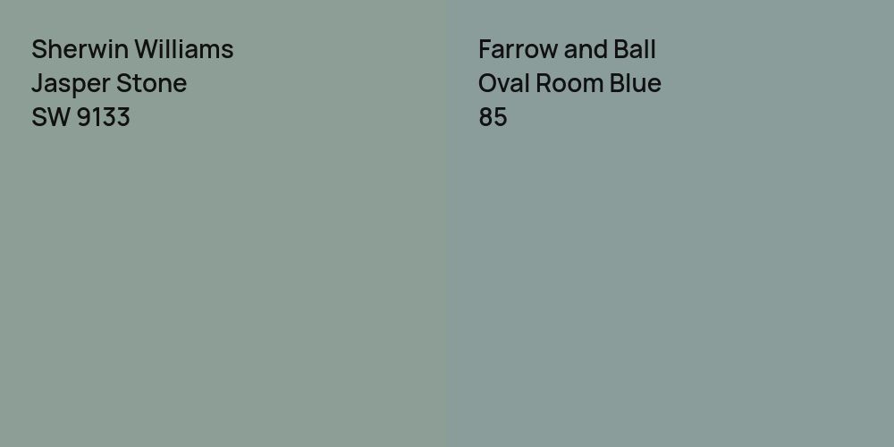 Sherwin Williams Jasper Stone vs. Farrow and Ball Oval Room Blue