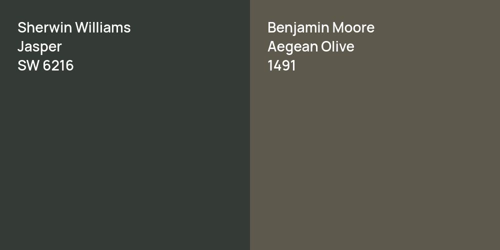 Sherwin Williams Jasper vs. Benjamin Moore Aegean Olive