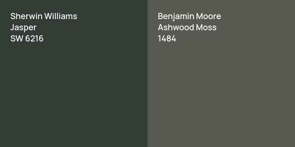 Sherwin Williams Jasper vs. Benjamin Moore Ashwood Moss