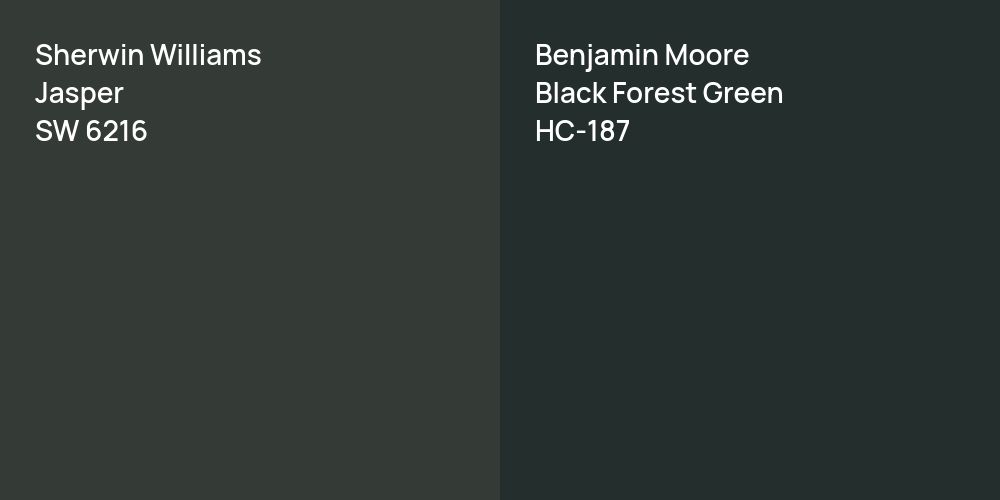 Sherwin Williams Jasper vs. Benjamin Moore Black Forest Green