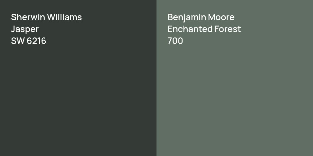 Sherwin Williams Jasper vs. Benjamin Moore Enchanted Forest