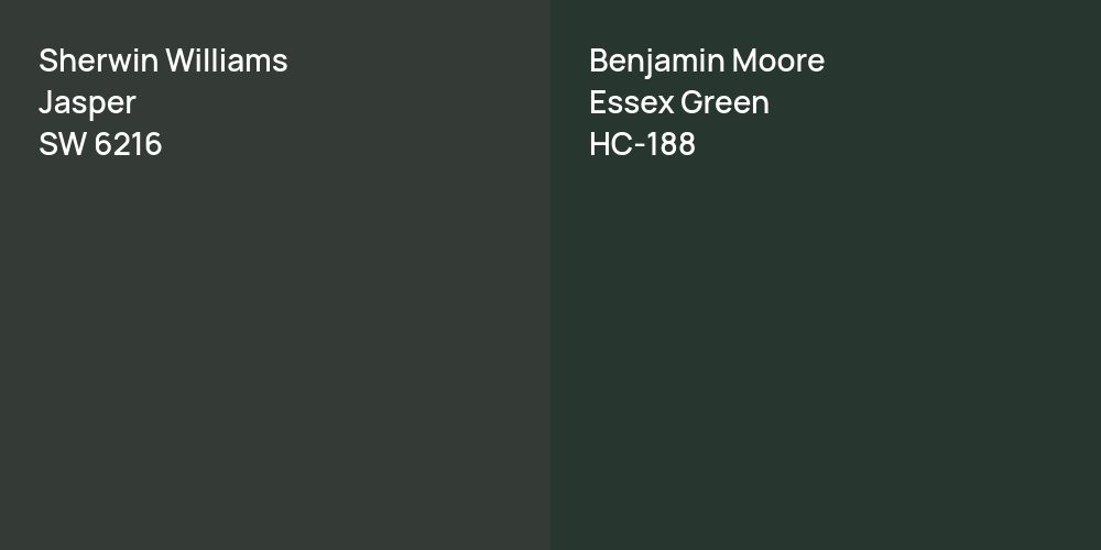 Sherwin Williams Jasper vs. Benjamin Moore Essex Green