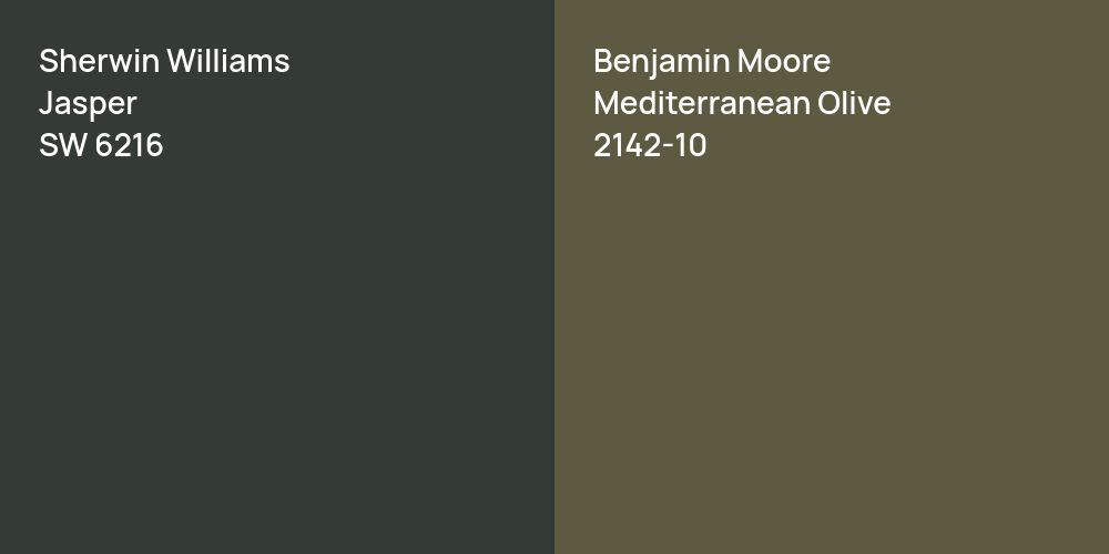 Sherwin Williams Jasper vs. Benjamin Moore Mediterranean Olive