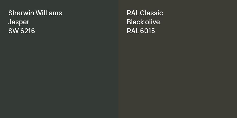 Sherwin Williams Jasper vs. RAL Classic  Black olive