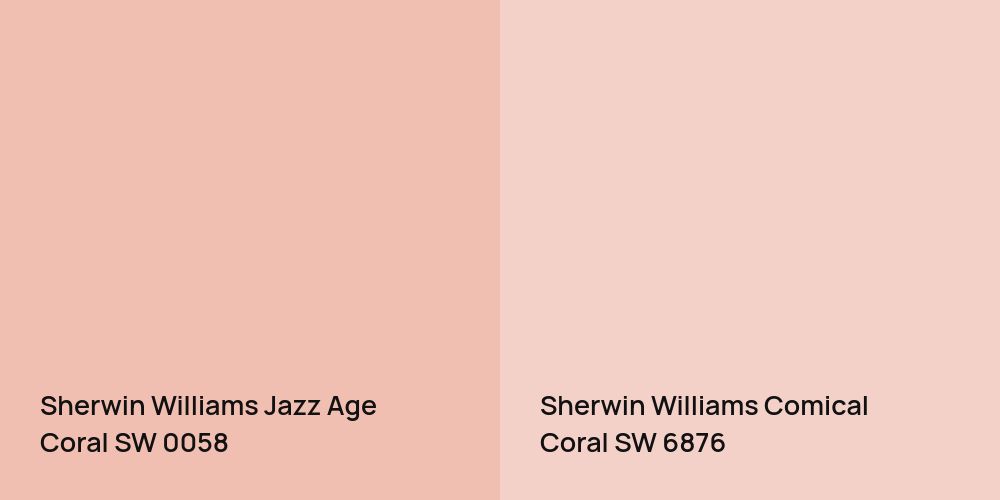 Sherwin Williams Jazz Age Coral vs. Sherwin Williams Comical Coral