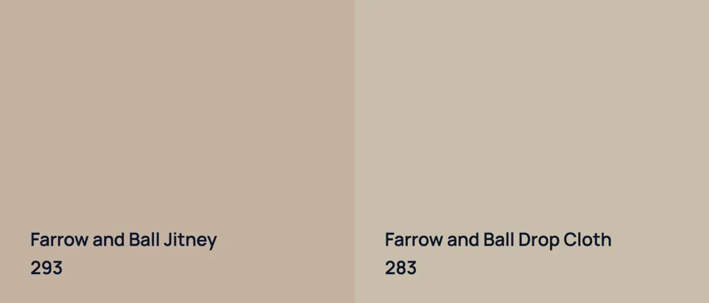 Farrow and Ball Jitney 293 vs Farrow and Ball Drop Cloth 283
