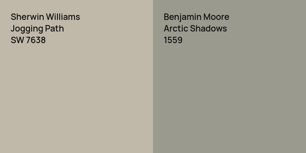 Sherwin Williams Jogging Path vs. Benjamin Moore Arctic Shadows